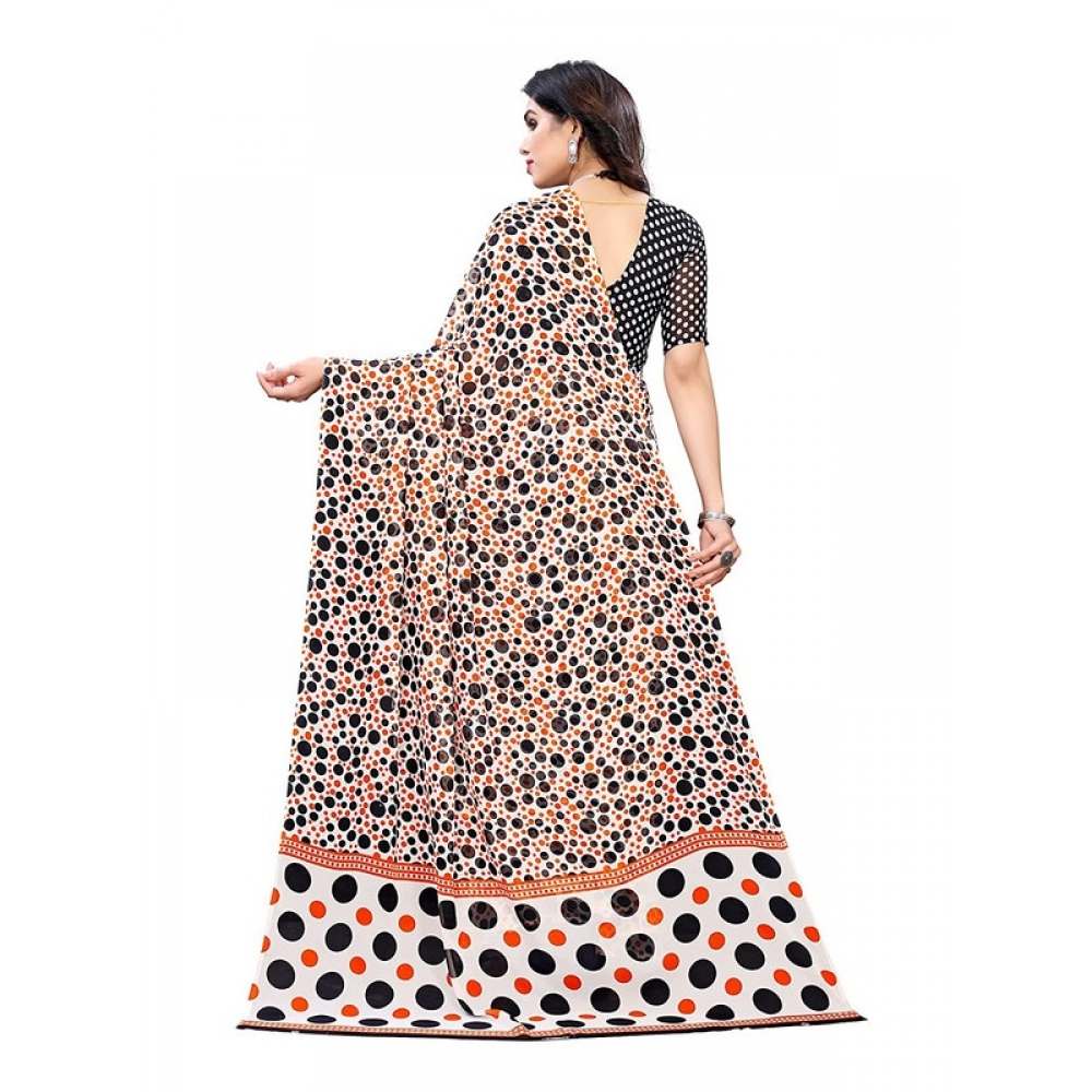 Women's Georgette Printed Saree With Unstitched Blouse 5.5Mtr (Orange) Women's Georgette Printed Saree With Unstitched Blouse 5.5Mtr (Orange)