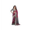 Women's Linen Printed Saree With Unstitched Blouse 5.5Mtr (Purple) Women's Linen Printed Saree With Unstitched Blouse 5.5Mtr (Purple)