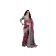 Women's Linen  Printed Saree With Unstitched Blouse 5.5Mtr (Purple)