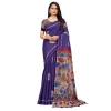 Women's Linen Printed Saree With Unstitched Blouse 5.5Mtr (Purple) Women's Linen Printed Saree With Unstitched Blouse 5.5Mtr (Purple)