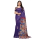 Women's Linen Printed Saree With Unstitched Blouse 5.5Mtr (Purple)