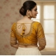 Women's Phantom Silk Embroidered Designer Neck Padded Blouse (Mustard 38 Ready (Alterable up to 42)