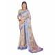 Women's Printed Cotton Linen Saree withPrinted  Saree With Unstitched Blouse (Beige, 5-6Mtrs)