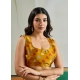 Women's Satin Crepe Printed Saree With Unstitched Blouse 5.5Mtr (Mustard)