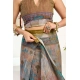 Women's Faux Linen Printed Ready to wear Saree With Unstitched Blouse 5.5Mtr (Multicolor)