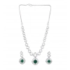Women's Brass Silver Plated Necklace set (Green)