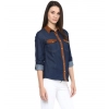 Women's Denim Cotton based Solid Long Sleeves Shirt (Blue) Women's Denim Cotton based Solid Long Sleeves Shirt (Blue)