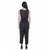 Women's Casual Crepe Sleeveless Jump Suit (Navy Blue)