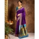 Women's Silk Blend Zari Woven Saree With Unstitched Blouse 5.5Mtr (Purple)