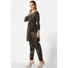 Women's Casual Crepe 3-4th Sleeves Cord Set (Black)