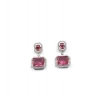 Women's Brass Silver Plated Drop Earrings (Red)