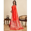 Women's Faux_Banarasi_Silk Woven Saree With Unstitched Blouse 5.5Mtr (Coral)