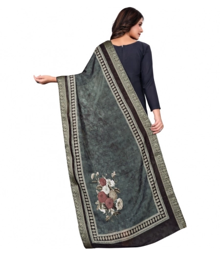 Women's chanderi silk  Printed Dupatta (Black, Length: 2 Mtr)
