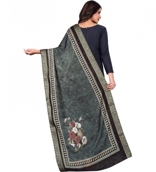 Women's chanderi silk  Printed Dupatta (Black, Length: 2 Mtr)