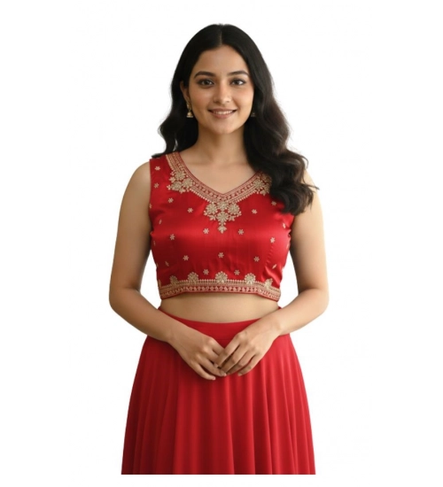 Women's Zimmi Choo Embroidered V-Neck Padded Blouse (Red 38 Ready (Self Alterable 36–40)
