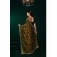 Women's Net Sequence Saree With Unstitched Blouse 5.5Mtr (Olive)