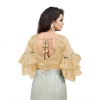 Women's Organza Solid V Neck Layered Ruffle Sleeve Readymade Blouse (Beige Free Size , up to 38–40 Bust)-PID65847 Women's Organza Solid V Neck Layered Ruffle Sleeve Readymade Blouse (Beige Free Size , up to 38–40 Bust)-PID65847
