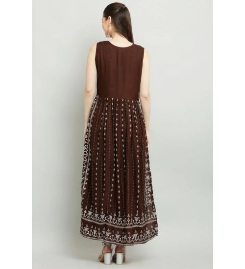 Women's Casual Rayon 3-4th Sleeves Kurti (Brown) Women's Casual Rayon 3-4th Sleeves Kurti (Brown)