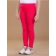 Girl's Cotton Lycra Solid Elasticated Leggings (Dark Pink)