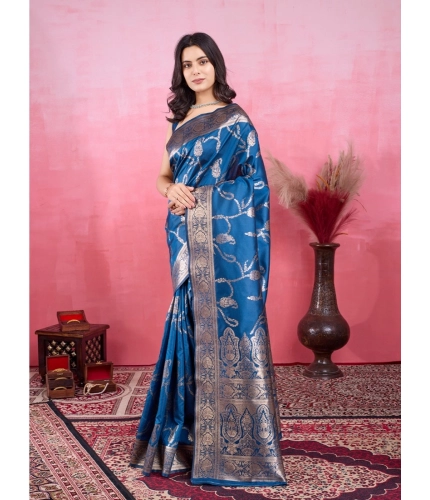 Women's Banarasi Silk Printed Saree With Unstitched Blouse 5.5Mtr (Pinch) Women's Banarasi Silk Printed Saree With Unstitched Blouse 5.5Mtr (Pinch)