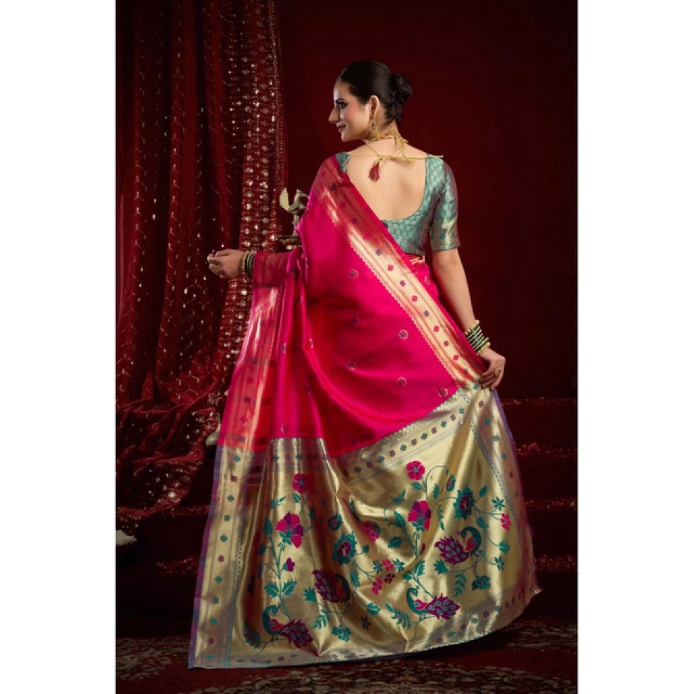 Women's Silk Blend Woven Saree With Unstitched Blouse 5.5 Mtr (Pink) Women's Silk Blend Woven Saree With Unstitched Blouse 5.5 Mtr (Pink)