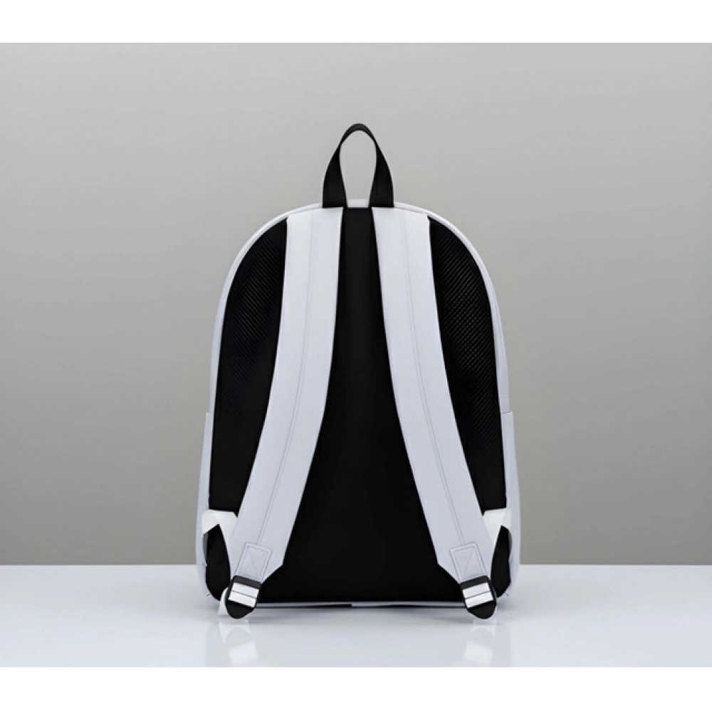 Unisex PU Leather Solid Medium Zipper Backpack (Grey)