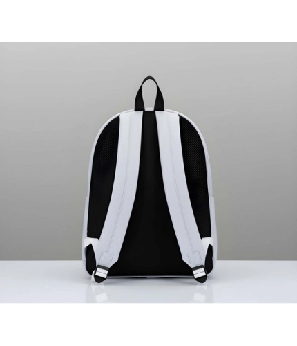 Unisex PU Leather Solid Medium Zipper Backpack (Grey)
