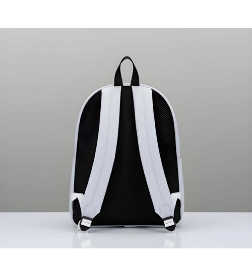 Unisex PU Leather Solid Medium Zipper Backpack (Grey)