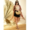 Women's Polyester Spandex Solid Side Zip Skirt (Black)