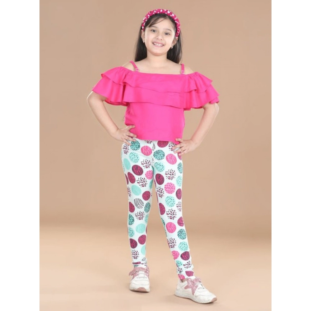 Girl's Cotton Lycra Floral Elasticated Jeggings (Multicolor) Girl's Cotton Lycra Floral Elasticated Jeggings (Multicolor)