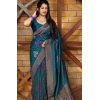 Women's Litchi silk Printed Saree With Unstitched Blouse (Rama Blue) Women's Litchi silk Printed Saree With Unstitched Blouse (Rama Blue)
