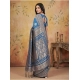 Women's Silk Blend Printed Saree With Unstitched Blouse 5.5Mtr (Sky Blue)