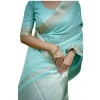 Women's Faux_Banarasi Lining Pattern Saree With Unstitched Blouse 5.5Mtr (Light_Aqua_Blue)