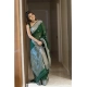 Women's Soft Lichi Silk Printed Saree With Unstitched Blouse 5.5Mtr (Green)