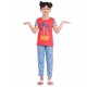 Girl's Cotton Hosiery Printed Night Suit Set (Red-Blue) Girl's Cotton Hosiery Printed Night Suit Set (Red-Blue)