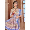 Dropship Women's Printed Cotton Linen Saree withPrinted  Saree With Unstitched Blouse (Beige, 5-6Mtrs)