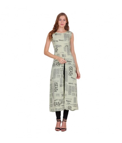 Women's Casual Crepe Sleeveless Slit Dress (Light Green)