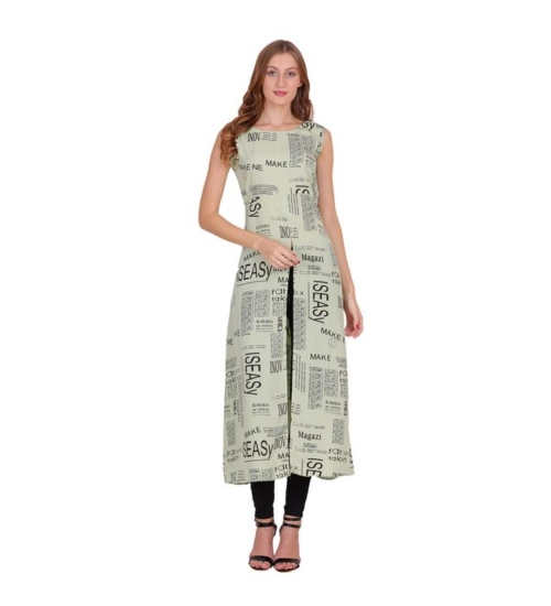 Women's Casual Crepe Sleeveless Slit Dress (Light Green)