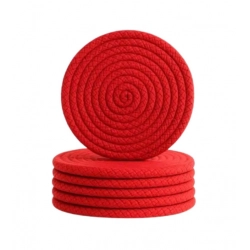 Cotton 6 Pcs Set Tea Coaster 6 Pcs Set (Red)