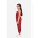 Girl's Rayon Floral Sleeveless Jumpsuit (Red)