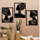 African Elegance Wooden Wall Decor – Set of 3 Panels (Black)