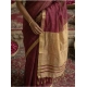 Women's Cotton Printed Saree With Unstitched Blouse 5.5Mtr (Wine)