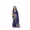 Women's Soft Lichi Silk Printed Saree With Unstitched Blouse 5.5Mtr (Navy Blue) Women's Soft Lichi Silk Printed Saree With Unstitched Blouse 5.5Mtr (Navy Blue)