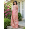 Women's Linen Cotton Printed Saree With Unstitched Blouse 5.5Mtr (Pink) Women's Linen Cotton Printed Saree With Unstitched Blouse 5.5Mtr (Pink)