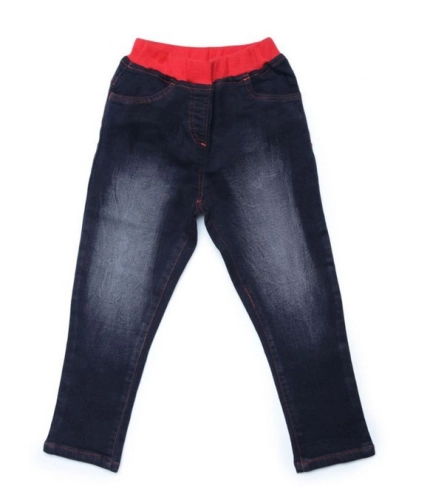 Girl's Denim Ribbed Elasticated Jeans (Black)