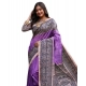Women's Faux_Tussar Ethnic_Print Saree With Unstitched Blouse 5.5Mtr (Purple) Women's Faux_Tussar Ethnic_Print Saree With Unstitched Blouse 5.5Mtr (Purple)