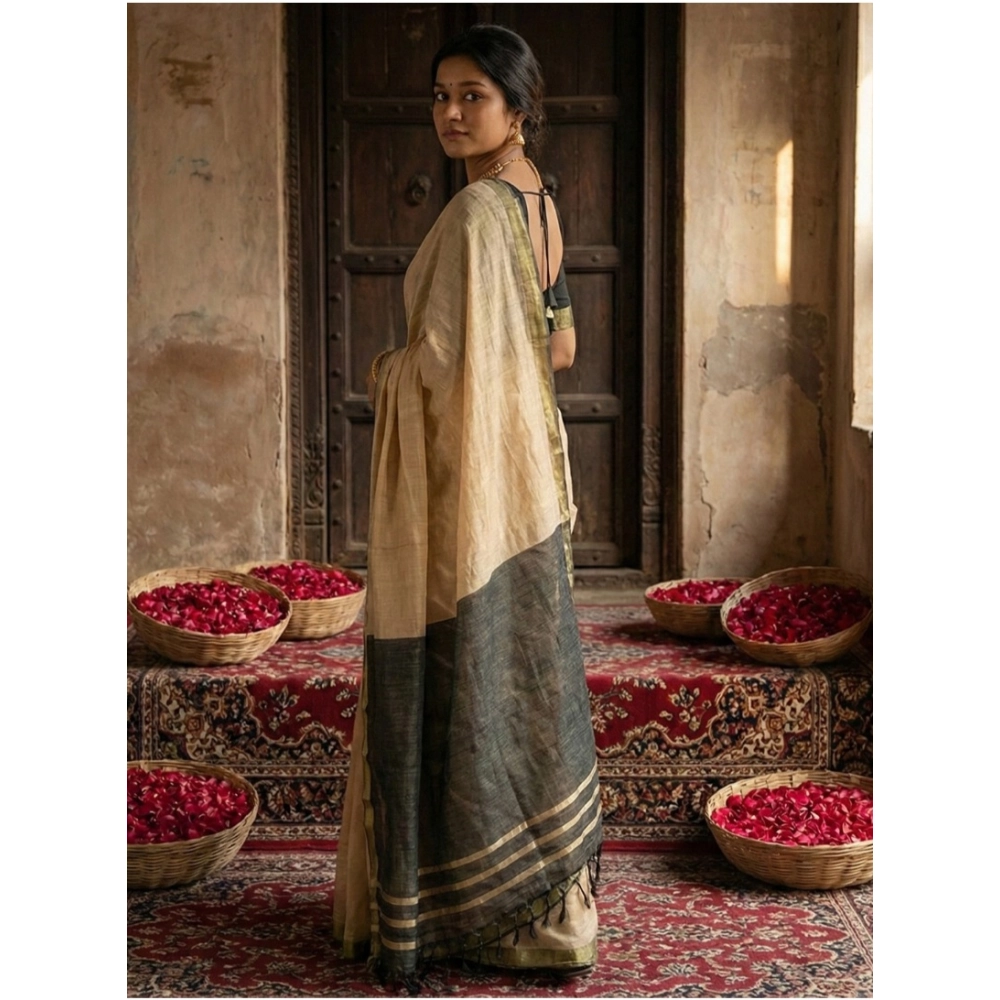 Women's Cotton Printed Saree With Unstitched Blouse 5.5Mtr (Beige) Women's Cotton Printed Saree With Unstitched Blouse 5.5Mtr (Beige)