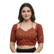 Women's Ajrakh Cotton Printed Sweetheart Padded Blouse (Red 38 Ready (Self Alterable 36–40)