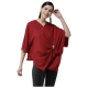 Women's Polyester Solid Cape Sleeve Top (Red)