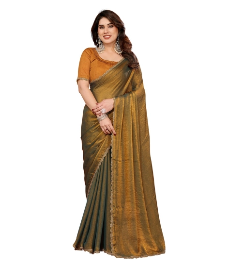 Women's Georgette Printed Saree With Unstitched Blouse 5.5Mtr (Gold)